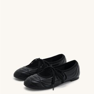 JW PEI Erika Topstitching lace-up ballet Flats